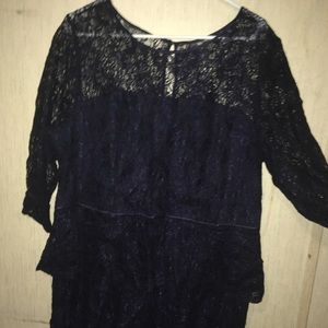 Navy Blue Adrianna Papell Lace Peplum Dress size 20W
